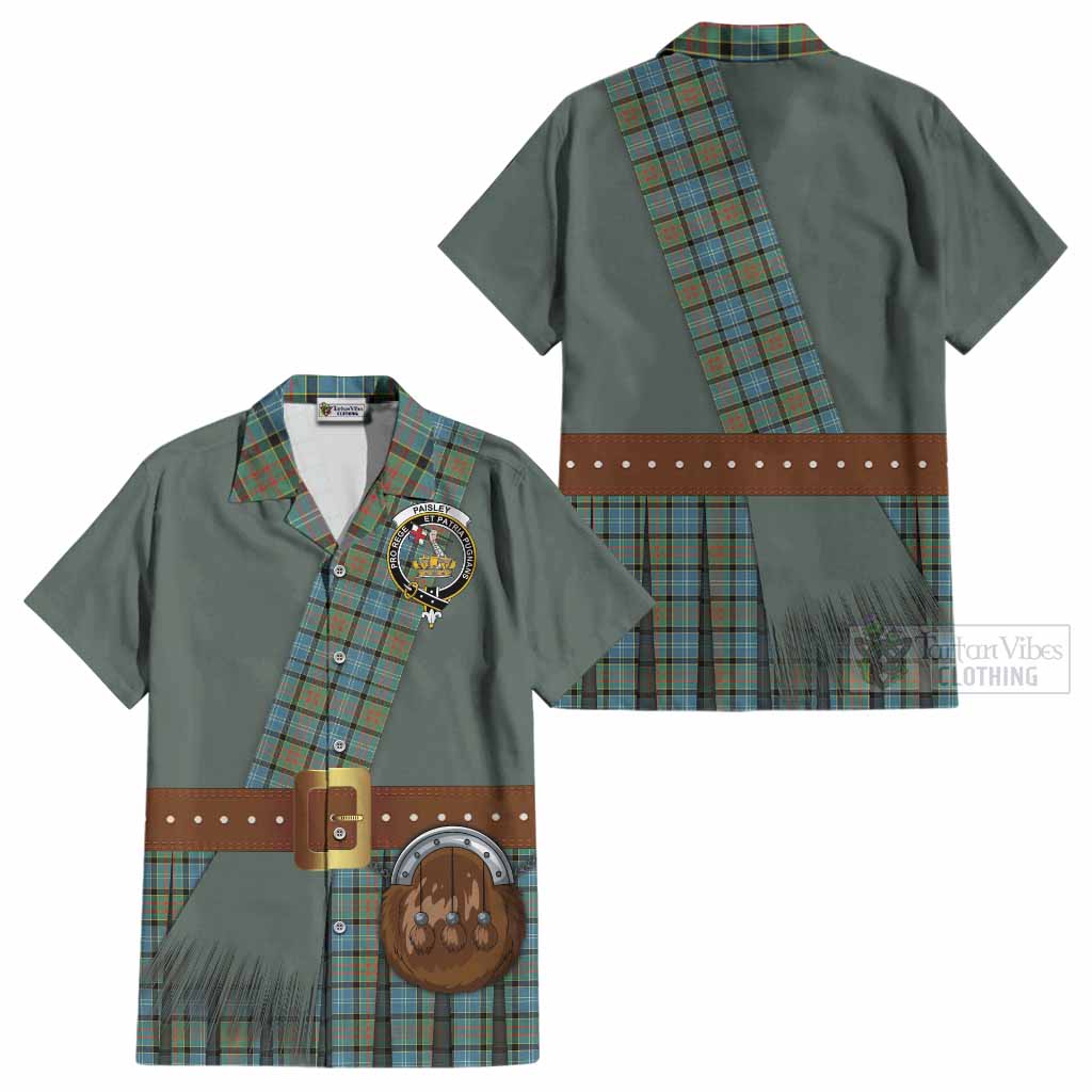 Paisley Tartan Crest Cotton Hawaiian Shirt Kilt Costume Style