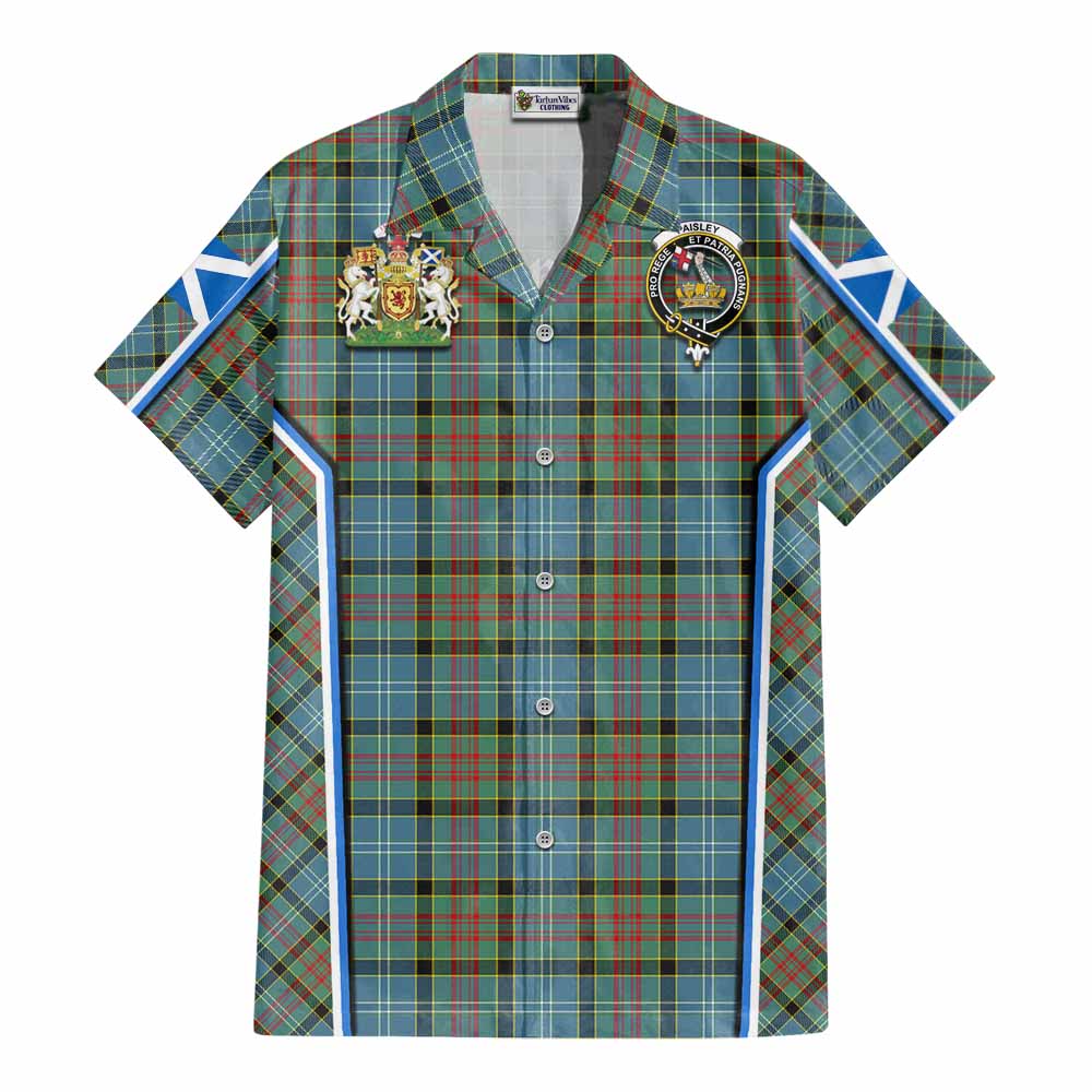 Paisley Tartan Crest Cotton Hawaiian Shirt Scotland Coat of Arm Flag Style - Tartan Vibes Clothing
