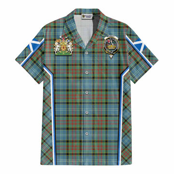 Paisley Tartan Crest Cotton Hawaiian Shirt Scotland Coat of Arm Flag Style