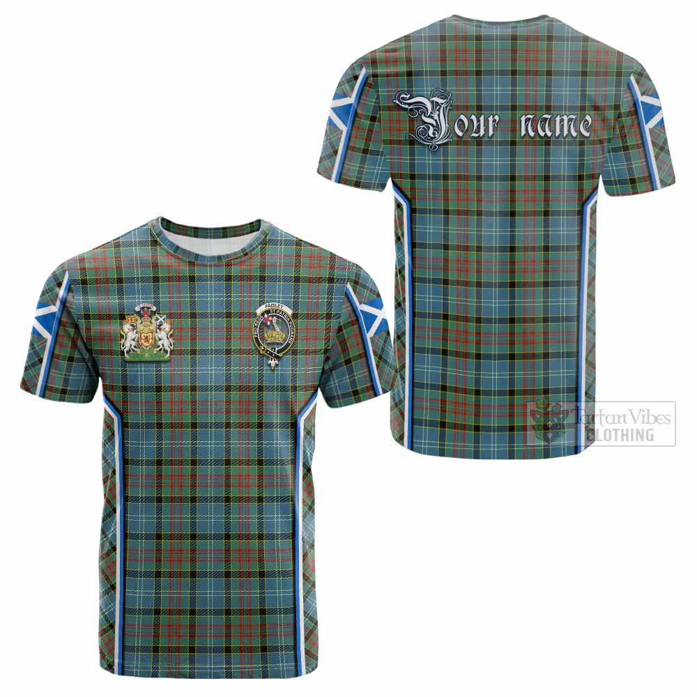 Paisley Tartan Crest Cotton T-shirt Scotland Coat of Arm Flag Style - Tartan Vibes Clothing