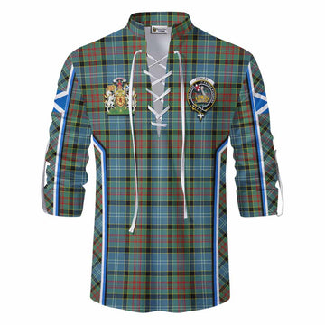 Paisley Tartan Crest Ghillie Kilt Shirt Scotland Coat of Arm Flag Style