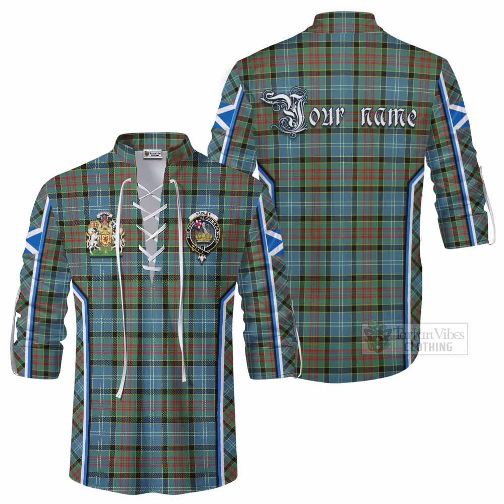 Paisley Tartan Crest Ghillie Kilt Shirt Scotland Coat of Arm Flag Style - Tartan Vibes Clothing