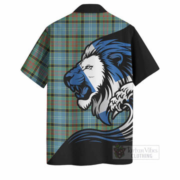 Paisley Tartan Crest Hawaiian Shirt Scottish Golden Lions Wave Flow