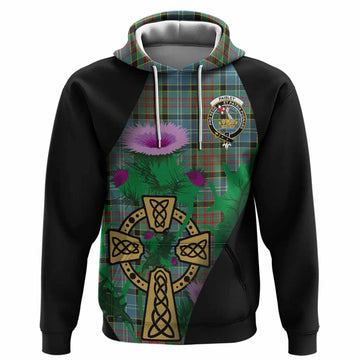 Paisley Tartan Crest Hoodie Celtic Cross Thistle Flowers
