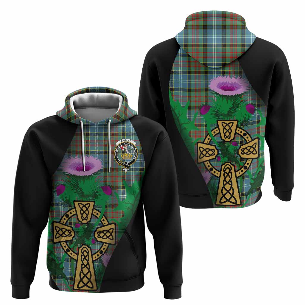 Paisley Tartan Crest Hoodie Celtic Cross Thistle Flowers
