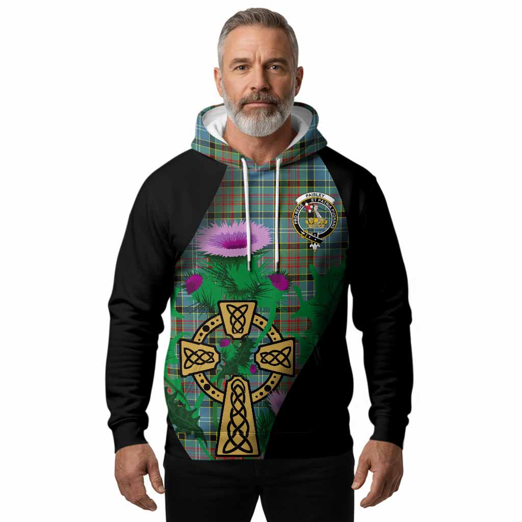Paisley Tartan Crest Hoodie Celtic Cross Thistle Flowers