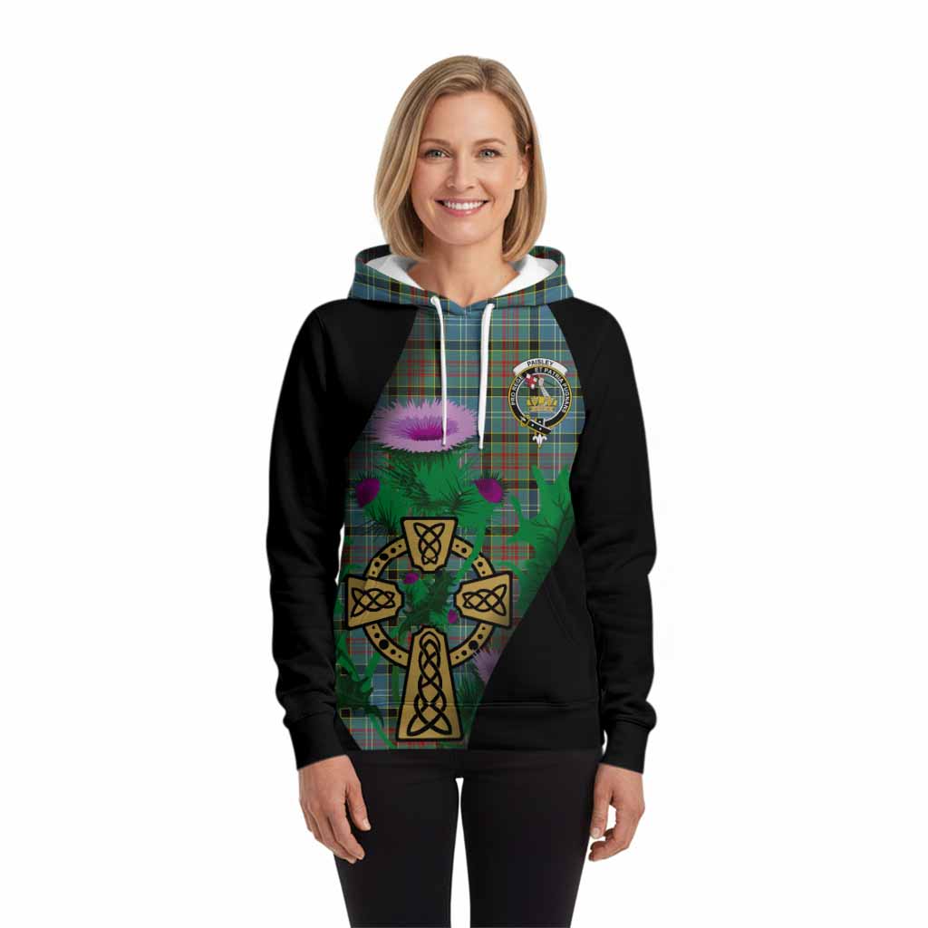 Paisley Tartan Crest Hoodie Celtic Cross Thistle Flowers