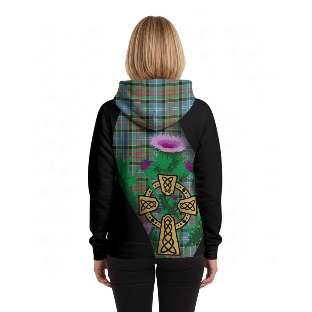 Paisley Tartan Crest Hoodie Celtic Cross Thistle Flowers
