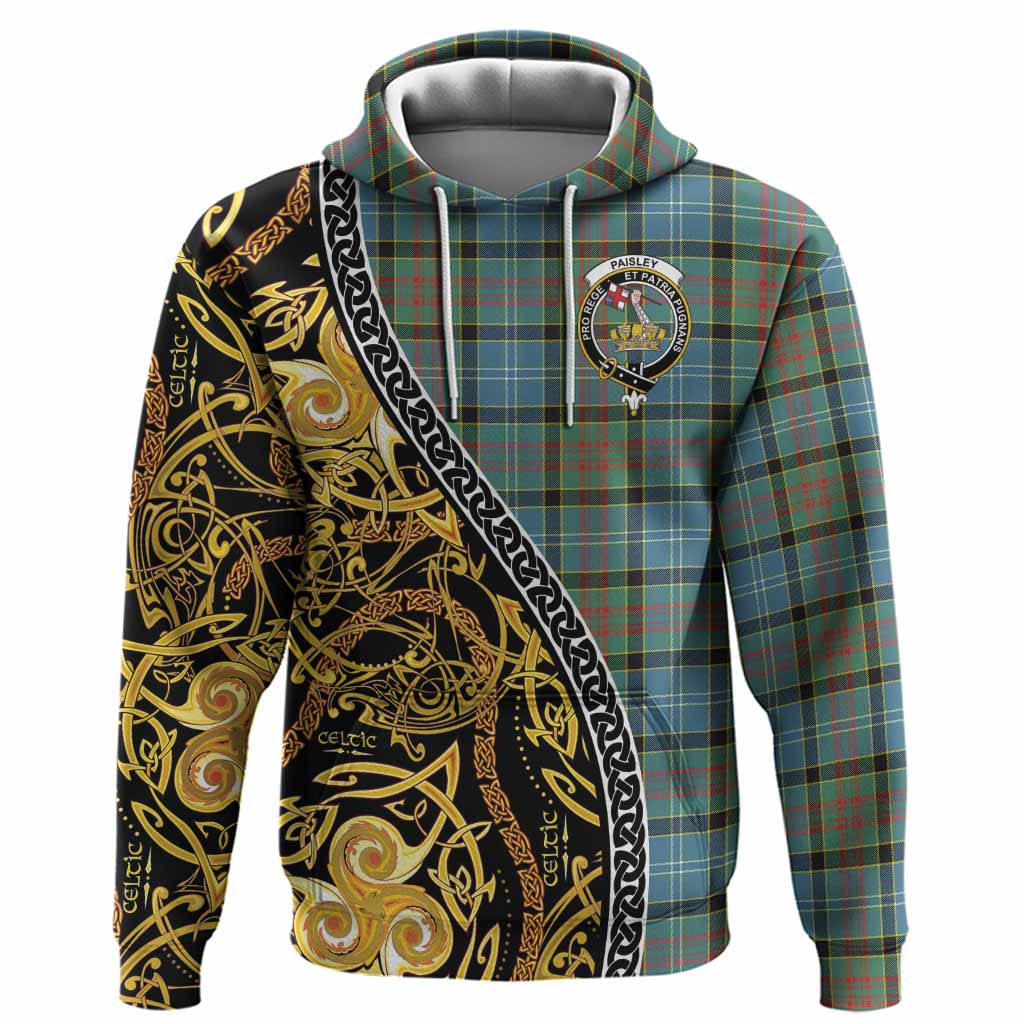 Paisley Tartan Crest Hoodie Celtic Knot and Triple Trickle Spiral Symbols