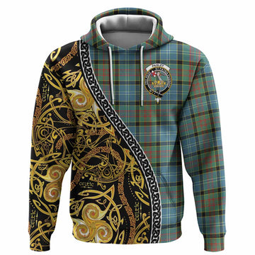 Paisley Tartan Crest Hoodie Celtic Knot and Triple Trickle Spiral Symbols