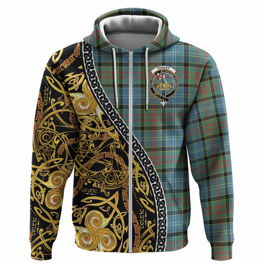 Paisley Tartan Crest Hoodie Celtic Knot and Triple Trickle Spiral Symbols