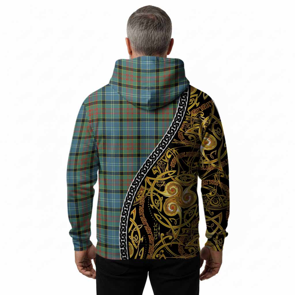 Paisley Tartan Crest Hoodie Celtic Knot and Triple Trickle Spiral Symbols