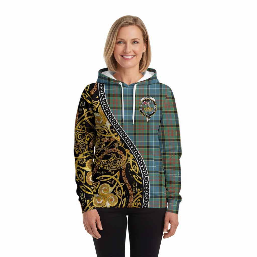 Paisley Tartan Crest Hoodie Celtic Knot and Triple Trickle Spiral Symbols