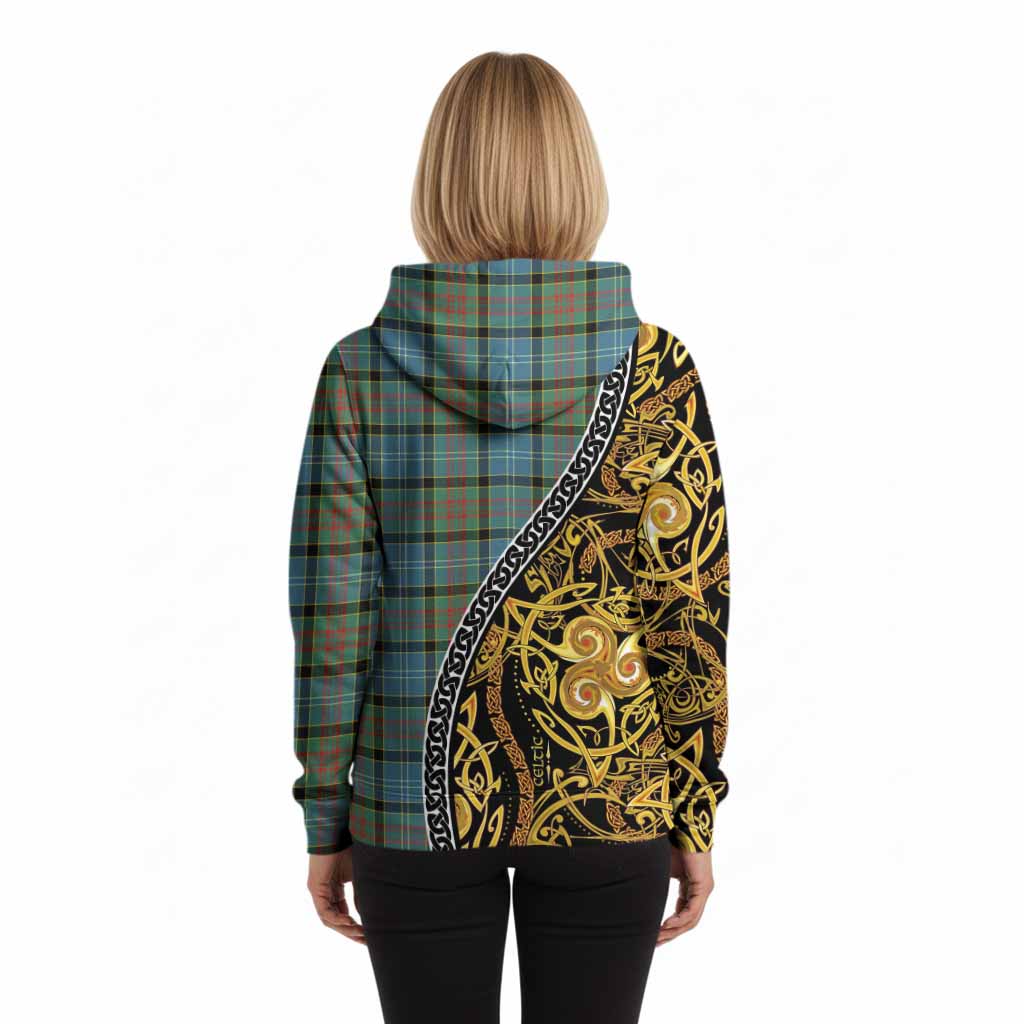 Paisley Tartan Crest Hoodie Celtic Knot and Triple Trickle Spiral Symbols