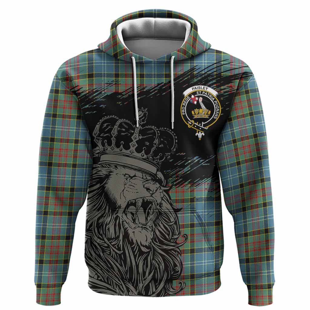 Paisley Tartan Crest Hoodie Crowned Lion Heritage Style