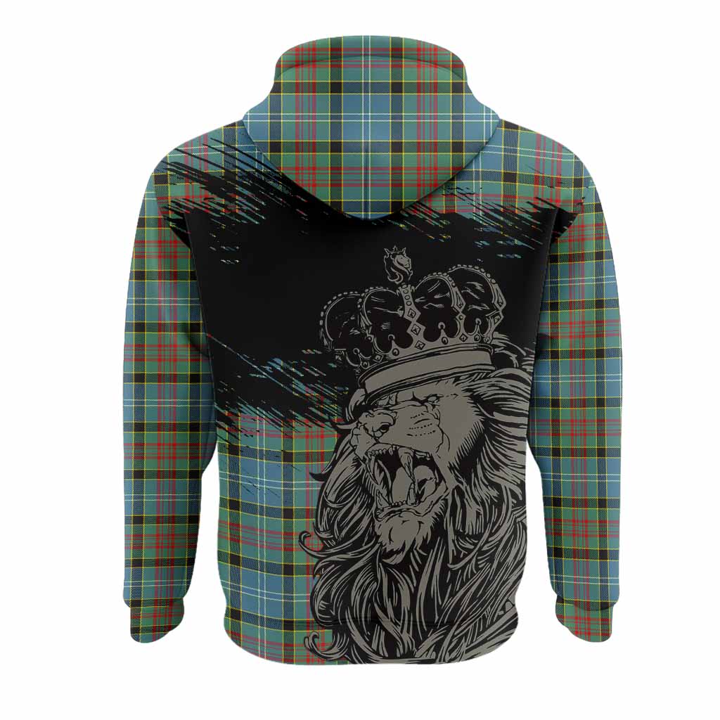 Paisley Tartan Crest Hoodie Crowned Lion Heritage Style