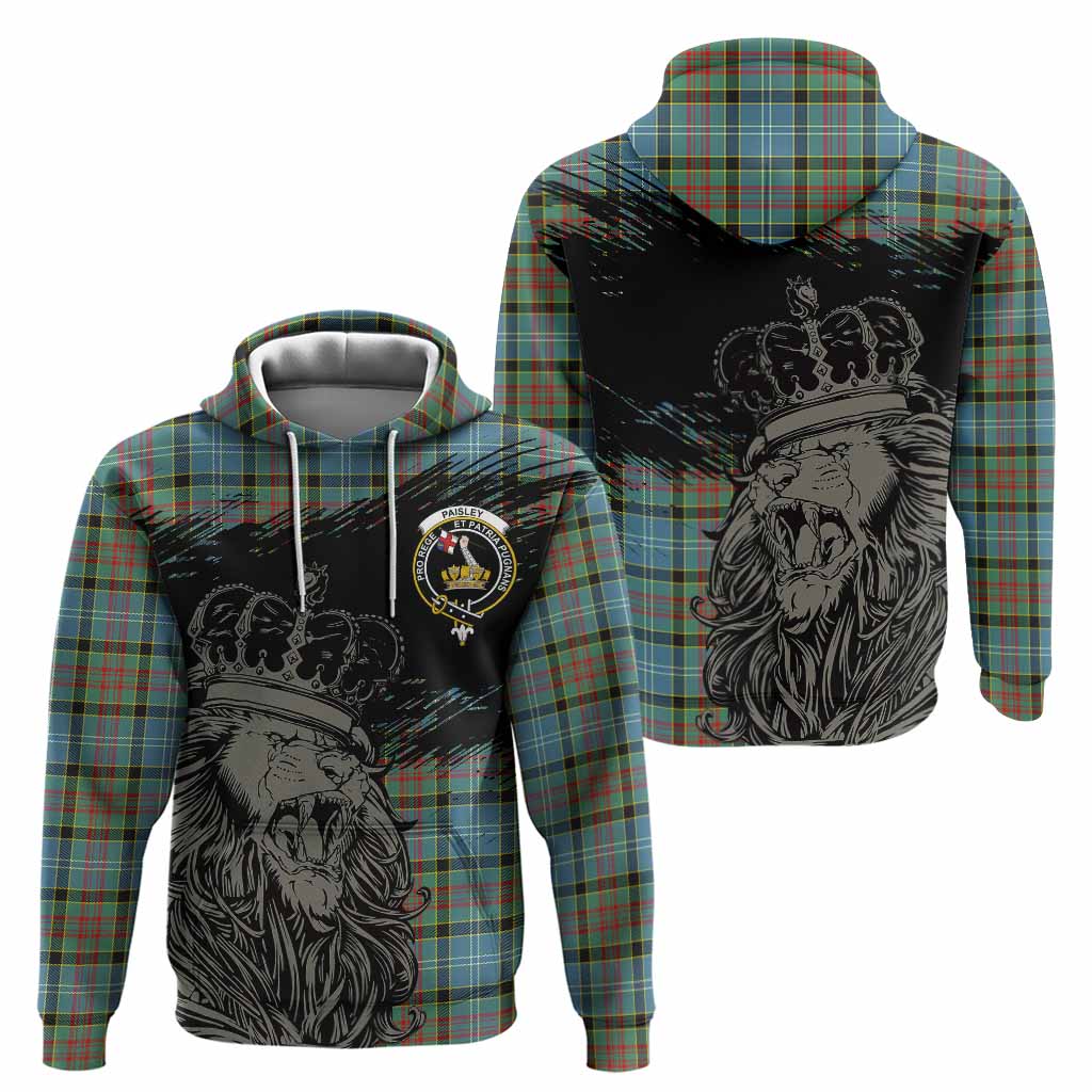 Paisley Tartan Crest Hoodie Crowned Lion Heritage Style