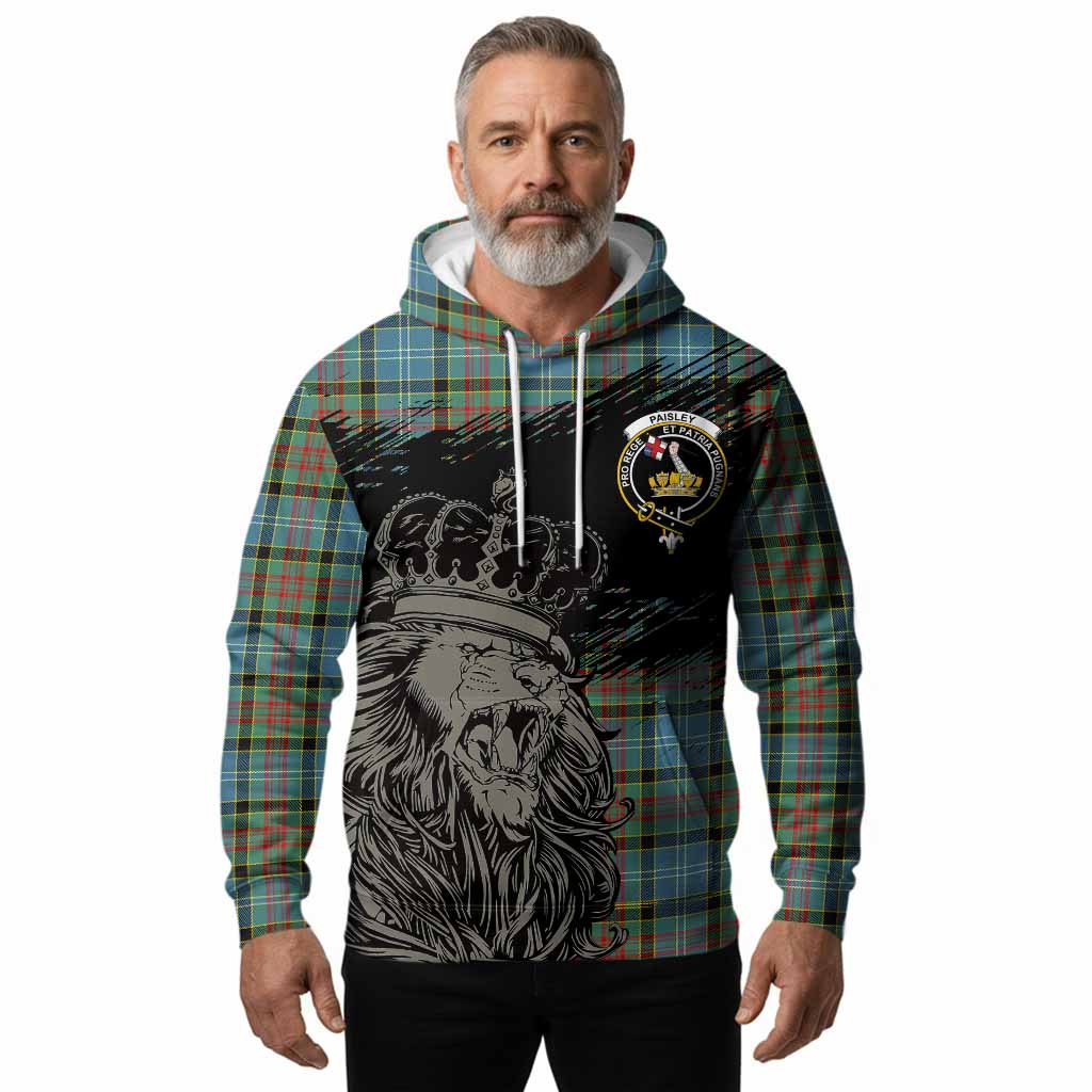 Paisley Tartan Crest Hoodie Crowned Lion Heritage Style