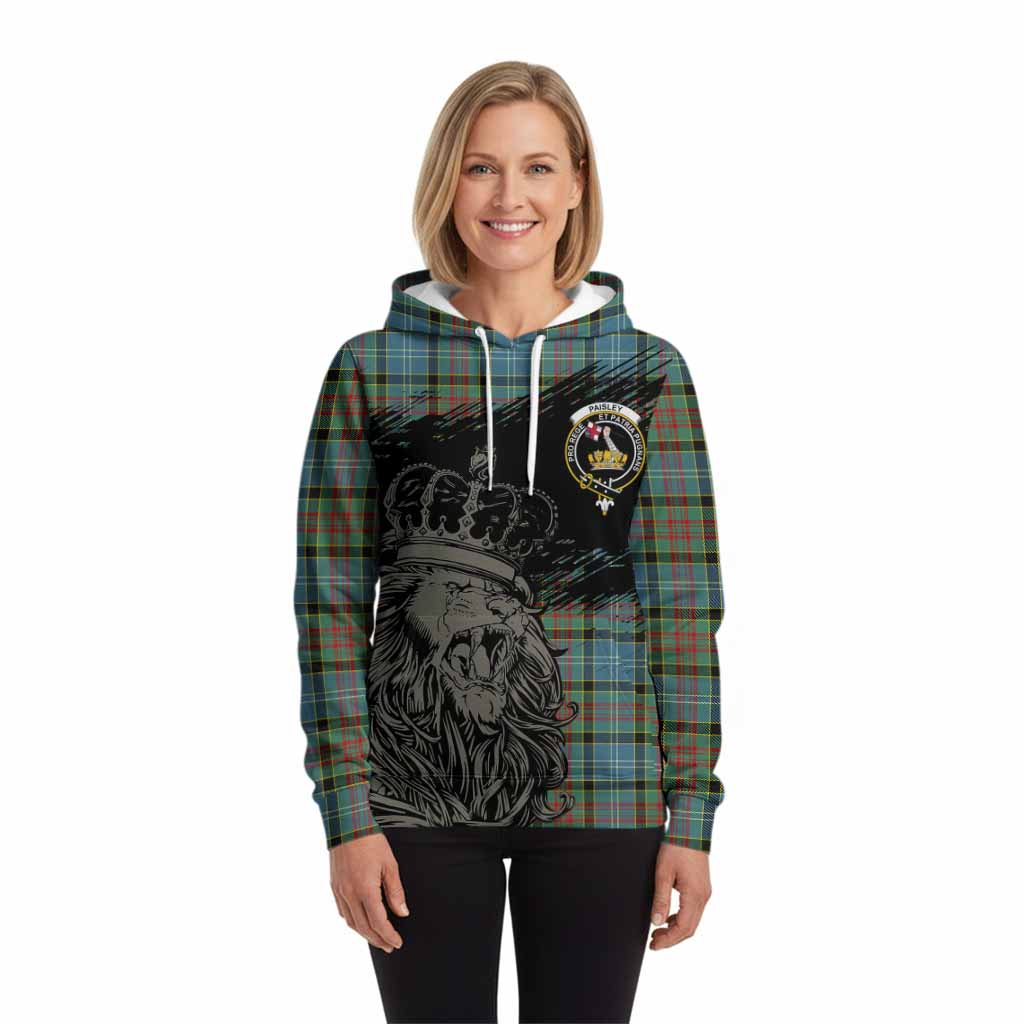 Paisley Tartan Crest Hoodie Crowned Lion Heritage Style