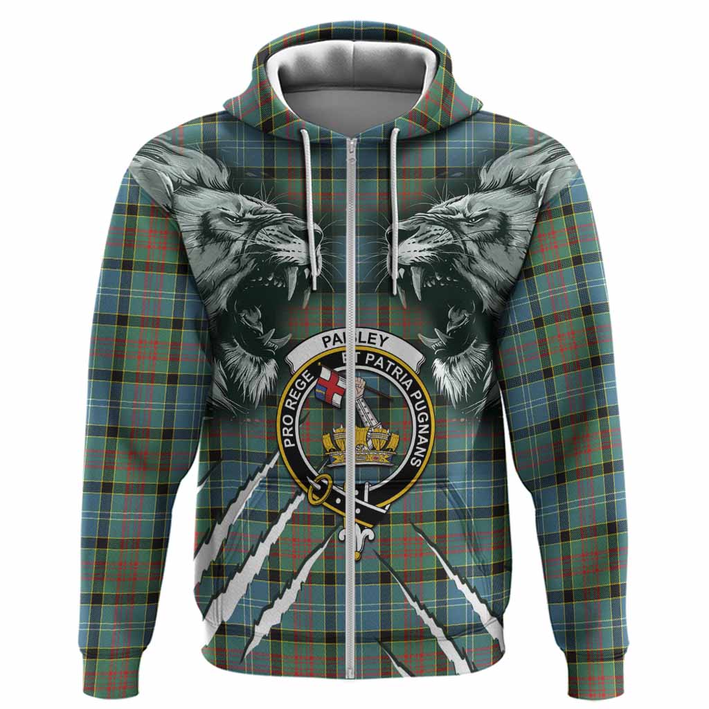 Paisley Tartan Crest Hoodie Ferocious Lion Style