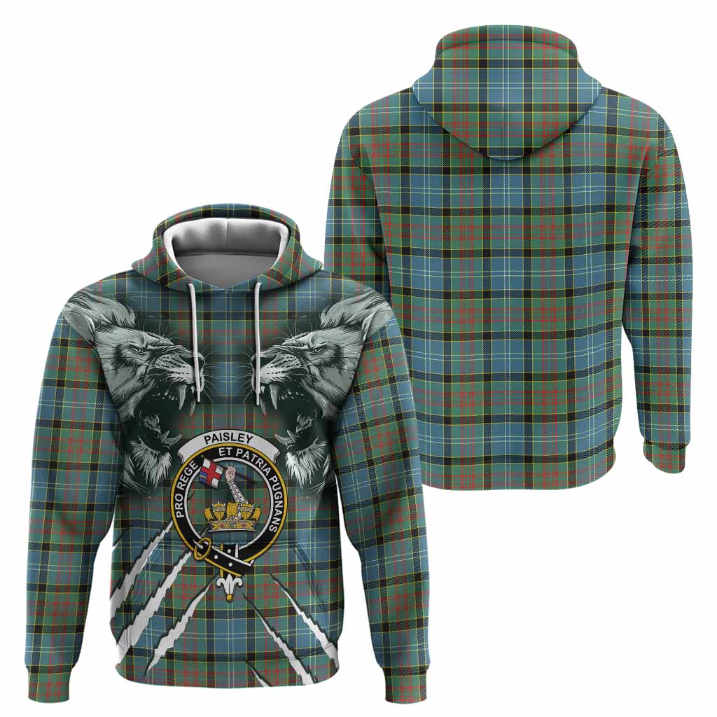 Paisley Tartan Crest Hoodie Ferocious Lion Style