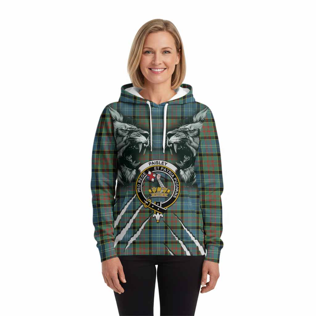 Paisley Tartan Crest Hoodie Ferocious Lion Style