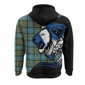 Paisley Tartan Crest Hoodie Scottish Golden Lions Wave Flow