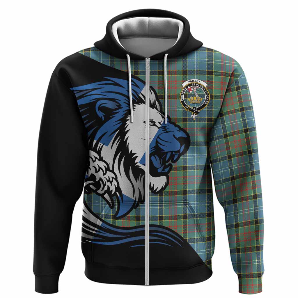 Paisley Tartan Crest Hoodie Scottish Golden Lions Wave Flow