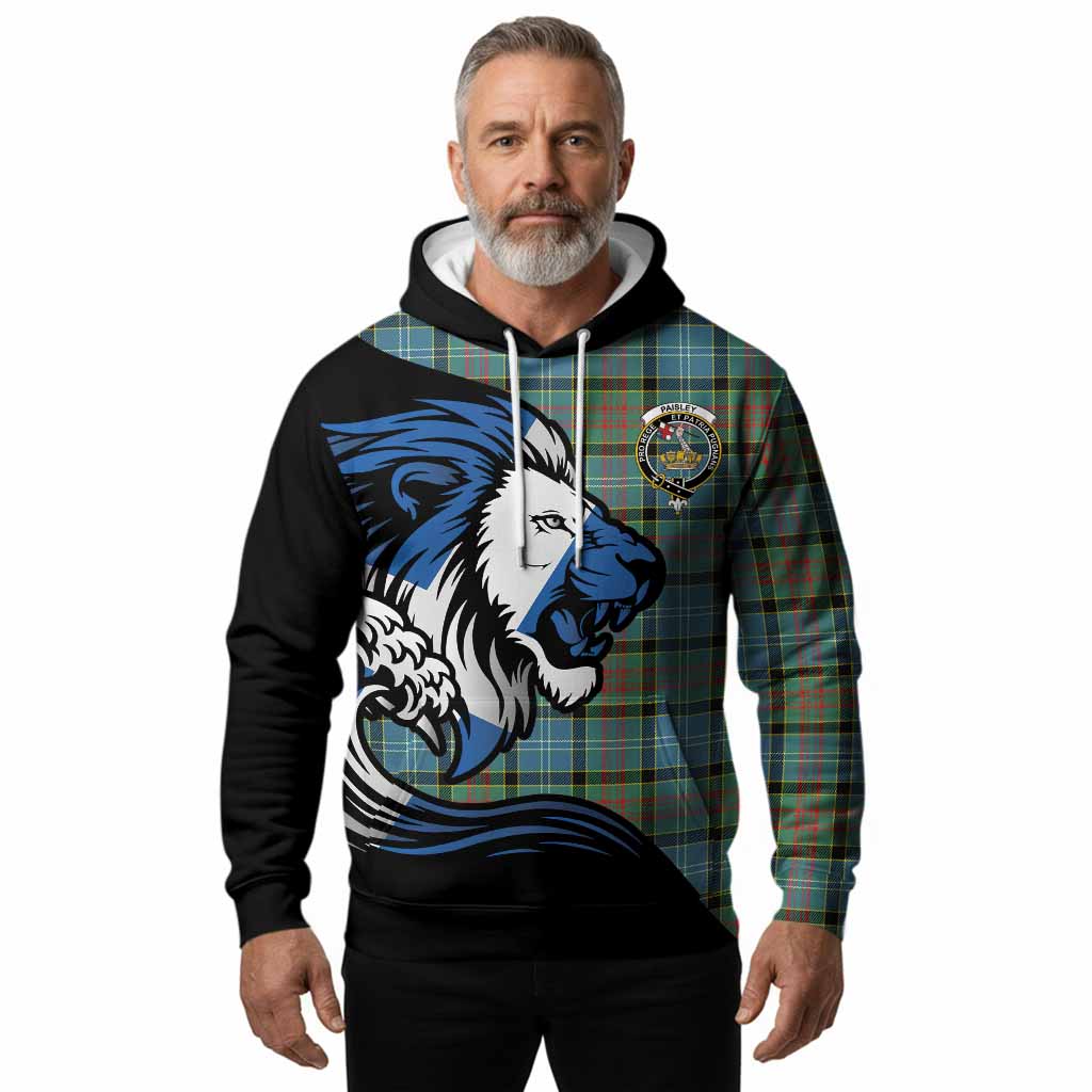 Paisley Tartan Crest Hoodie Scottish Golden Lions Wave Flow