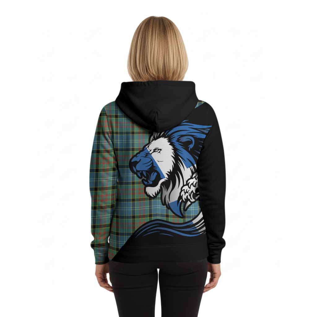 Paisley Tartan Crest Hoodie Scottish Golden Lions Wave Flow
