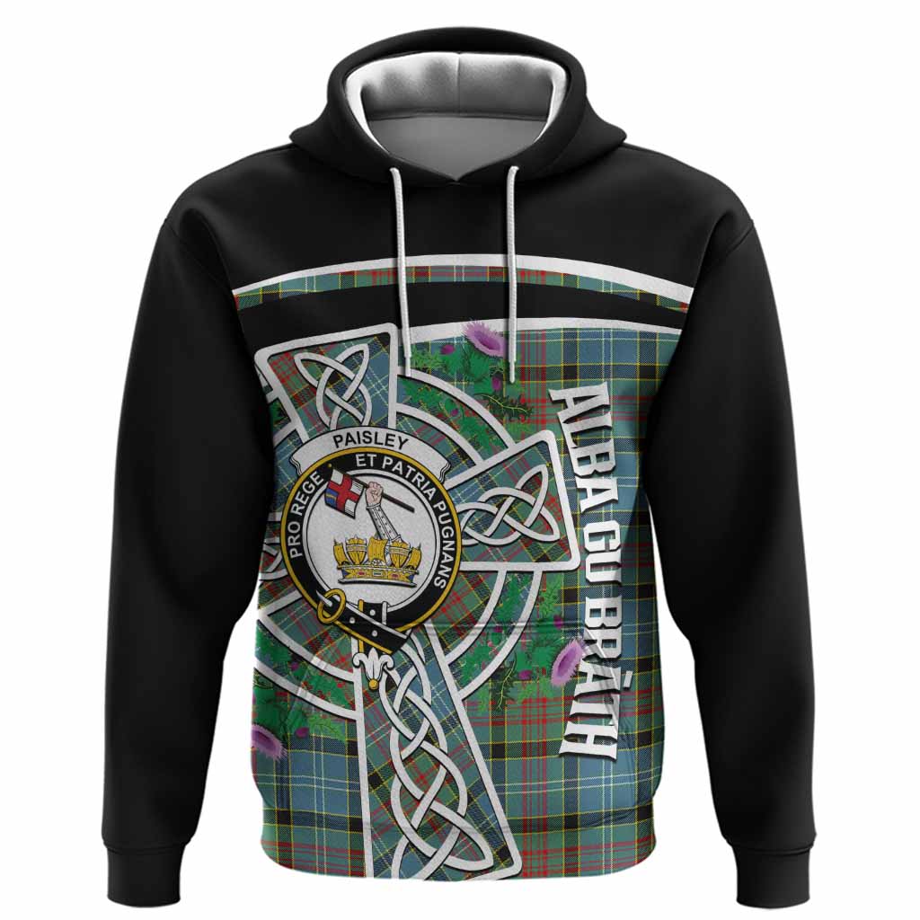 Paisley Tartan Crest Hoodie Scottish Thistle Celtic Cross Alba Gu Brath