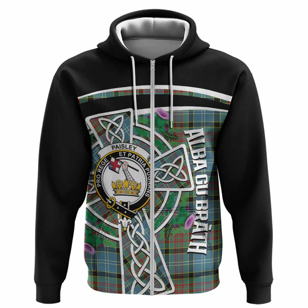 Paisley Tartan Crest Hoodie Scottish Thistle Celtic Cross Alba Gu Brath