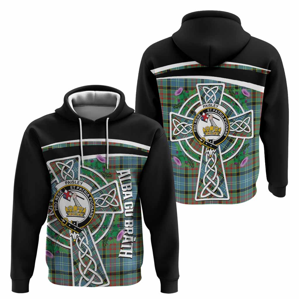 Paisley Tartan Crest Hoodie Scottish Thistle Celtic Cross Alba Gu Brath