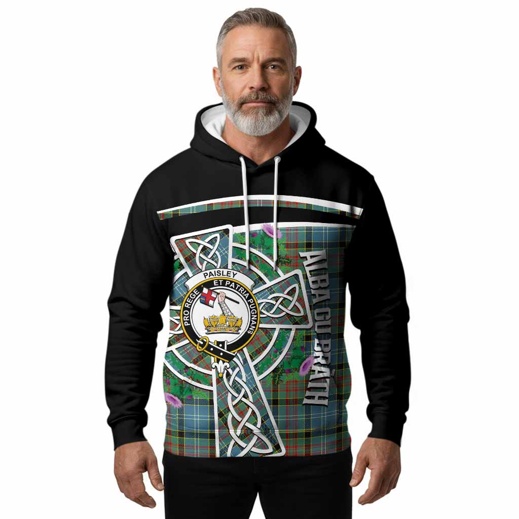 Paisley Tartan Crest Hoodie Scottish Thistle Celtic Cross Alba Gu Brath