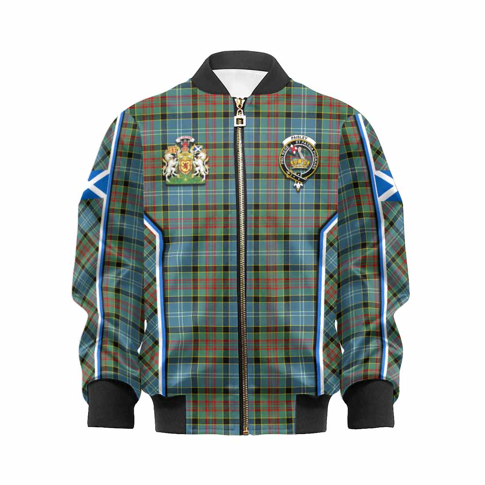 Paisley Tartan Crest Kid Bomber Jacket Scotland Coat of Arm Flag Style - Tartan Vibes Clothing