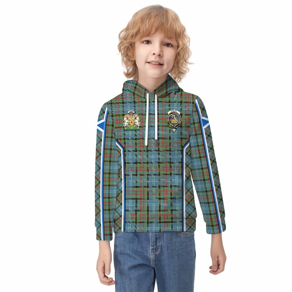 Paisley Tartan Crest Kid Hoodie Scotland Coat of Arm Flag Style - Tartan Vibes Clothing