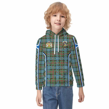 Paisley Tartan Crest Kid Hoodie Scotland Coat of Arm Flag Style - Tartan Vibes Clothing