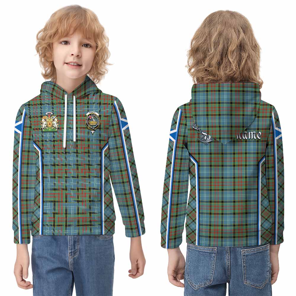 Paisley Tartan Crest Kid Hoodie Scotland Coat of Arm Flag Style - Tartan Vibes Clothing