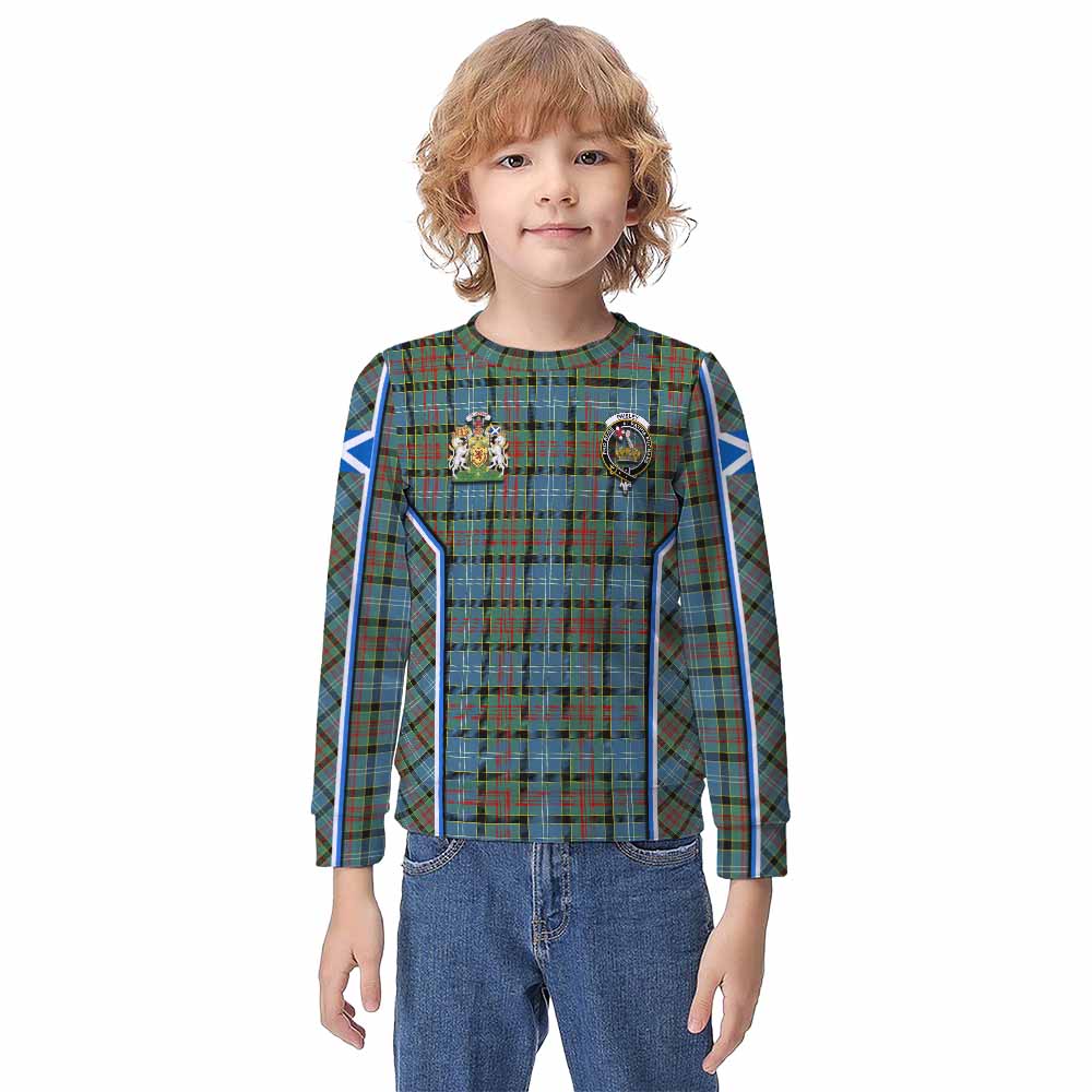 Paisley Tartan Crest Kid Knitted Sweatshirt Scotland Coat of Arm Flag Style - Tartan Vibes Clothing