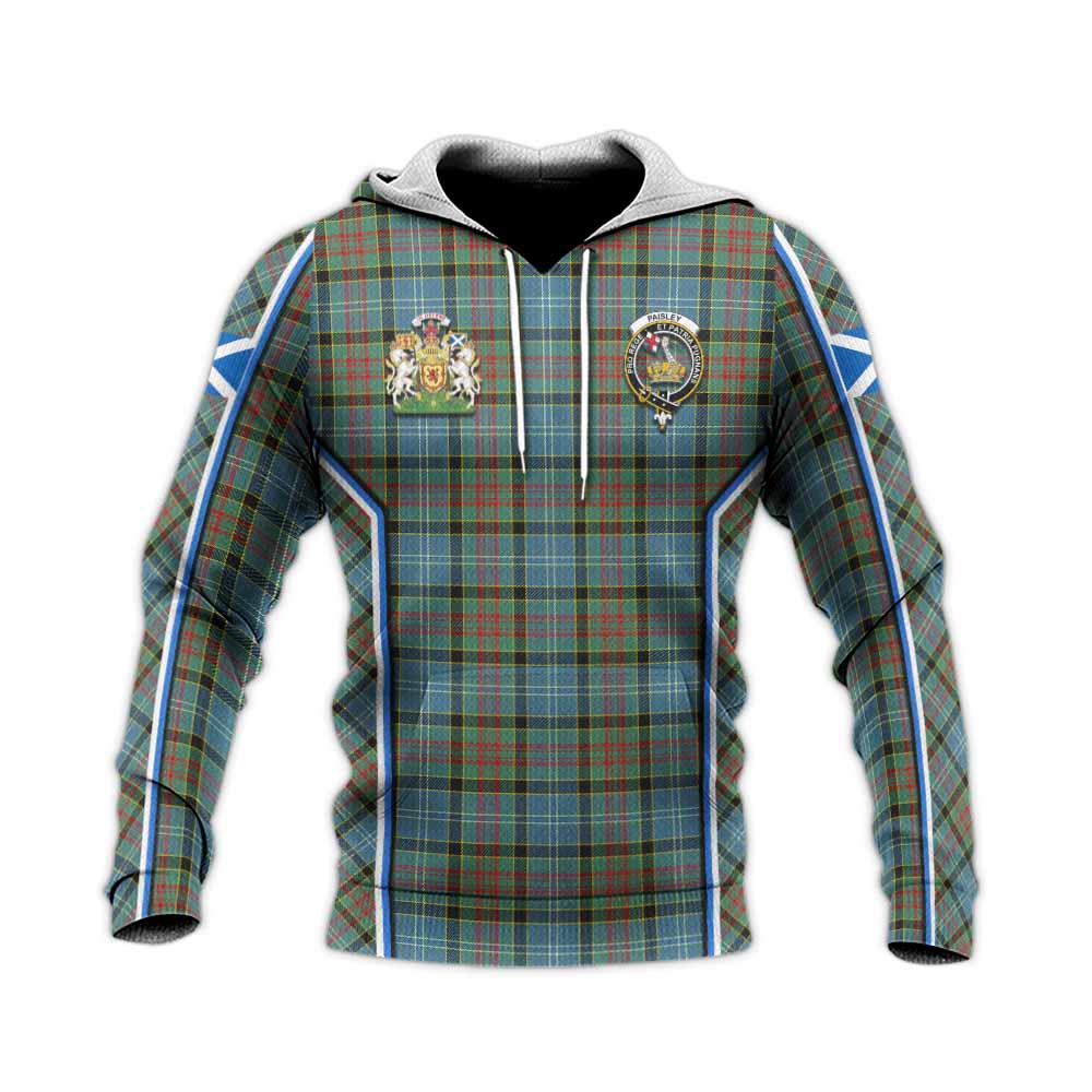Paisley Tartan Crest Knitted Hoodie Scotland Coat of Arm Flag Style - Tartan Vibes Clothing