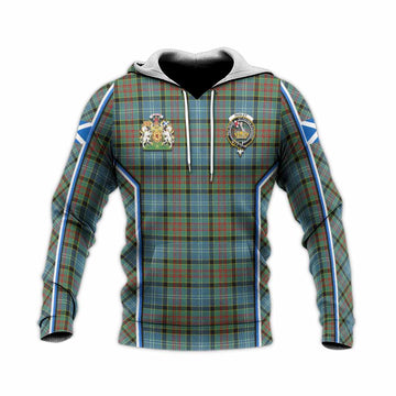 Paisley Tartan Crest Knitted Hoodie Scotland Coat of Arm Flag Style
