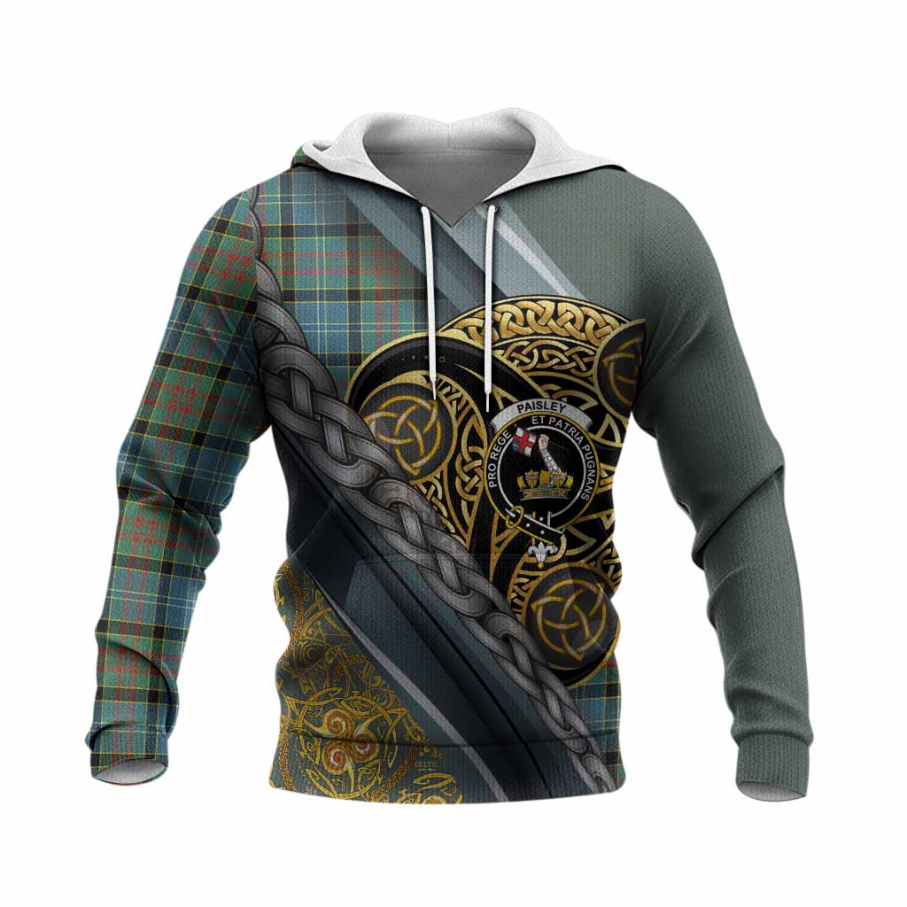 Paisley Tartan Crest Knitted Hoodie Scottish Triskele Celtic