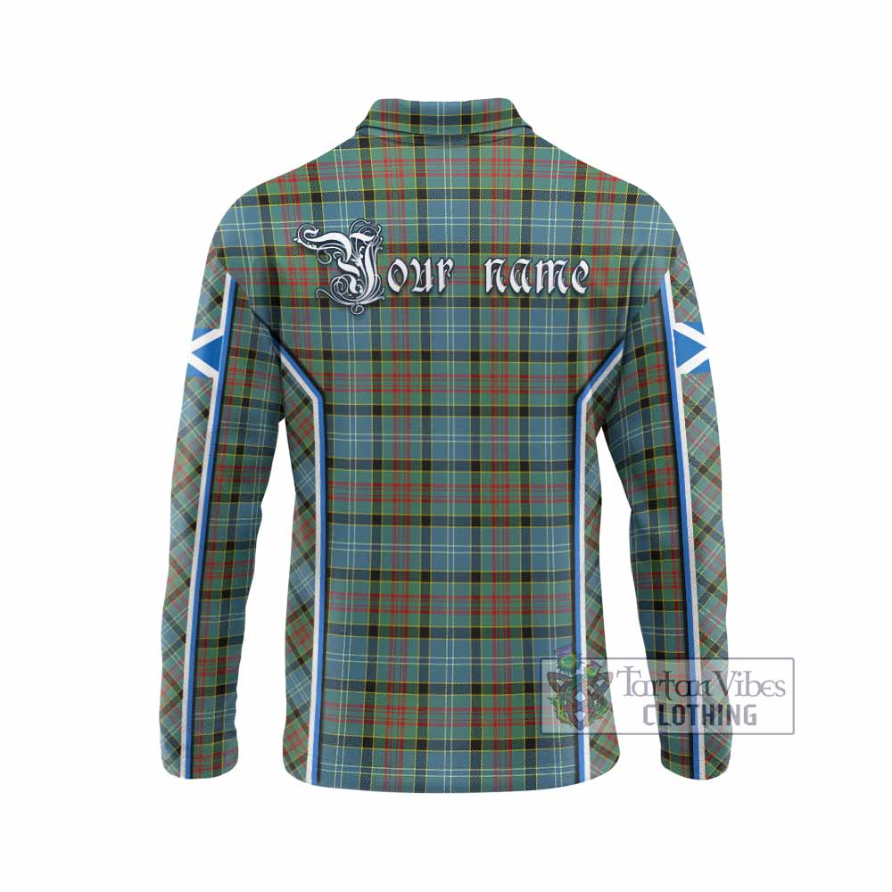 Paisley Tartan Crest Long Sleeve Polo Shirt Scotland Coat of Arm Flag Style - Tartan Vibes Clothing