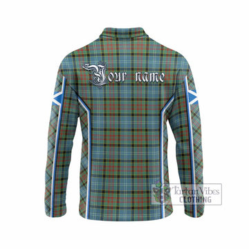 Paisley Tartan Crest Long Sleeve Polo Shirt Scotland Coat of Arm Flag Style