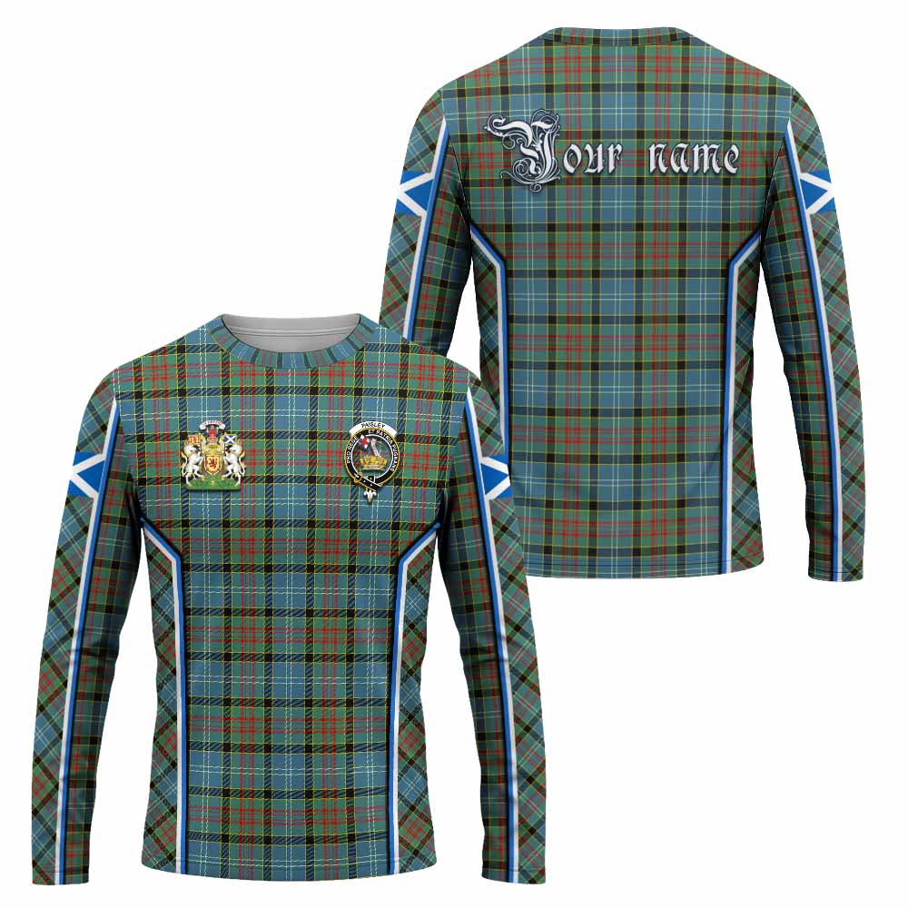 Paisley Tartan Crest Long Sleeve T-Shirt Scotland Coat of Arm Flag Style - Tartan Vibes Clothing