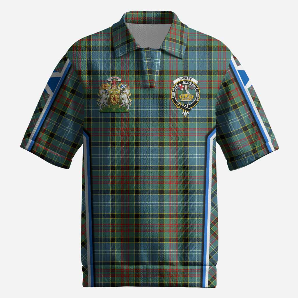 Paisley Tartan Crest Men’s Polo Sweater Top Scotland Coat of Arm Flag Style