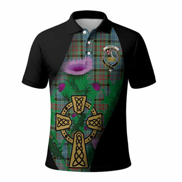 Paisley Tartan Crest Polo Shirt Celtic Cross Thistle Flowers