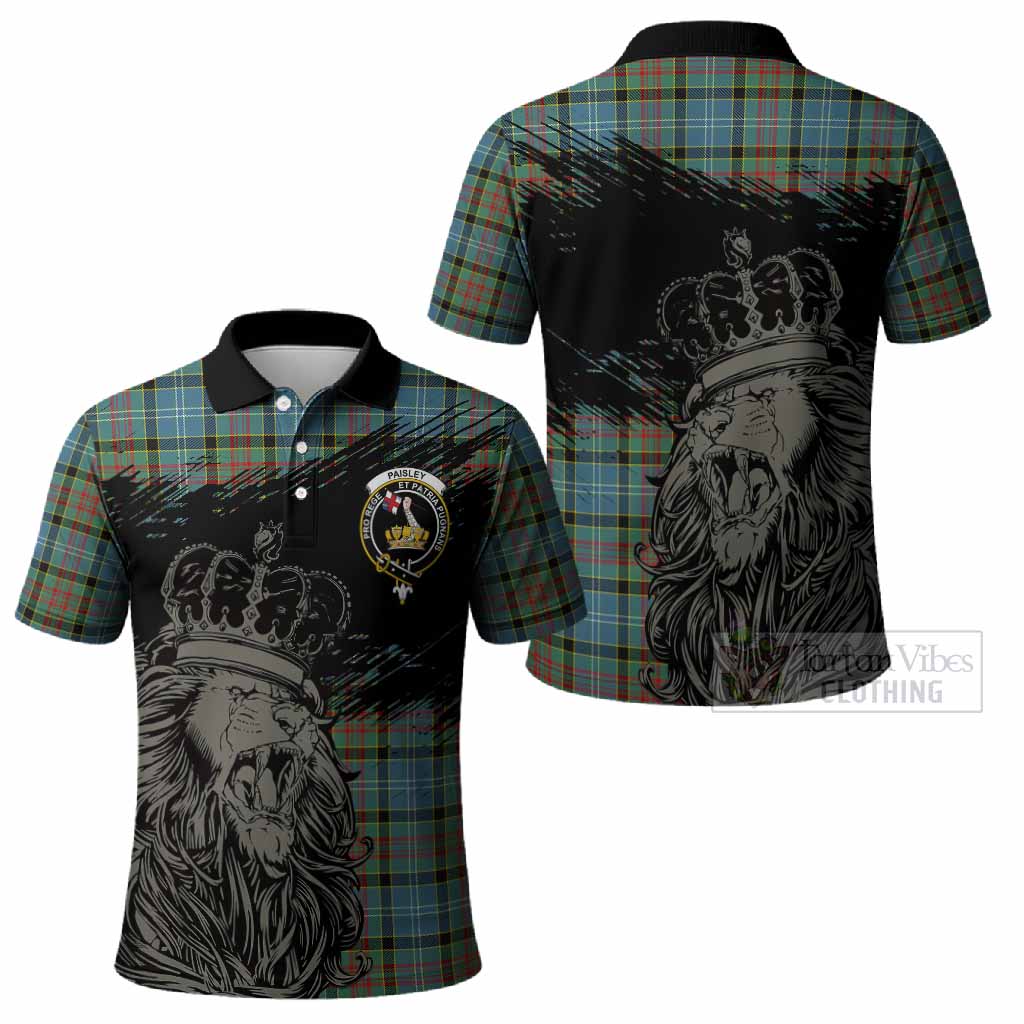 Paisley Tartan Crest Polo Shirt Crowned Lion Heritage Style