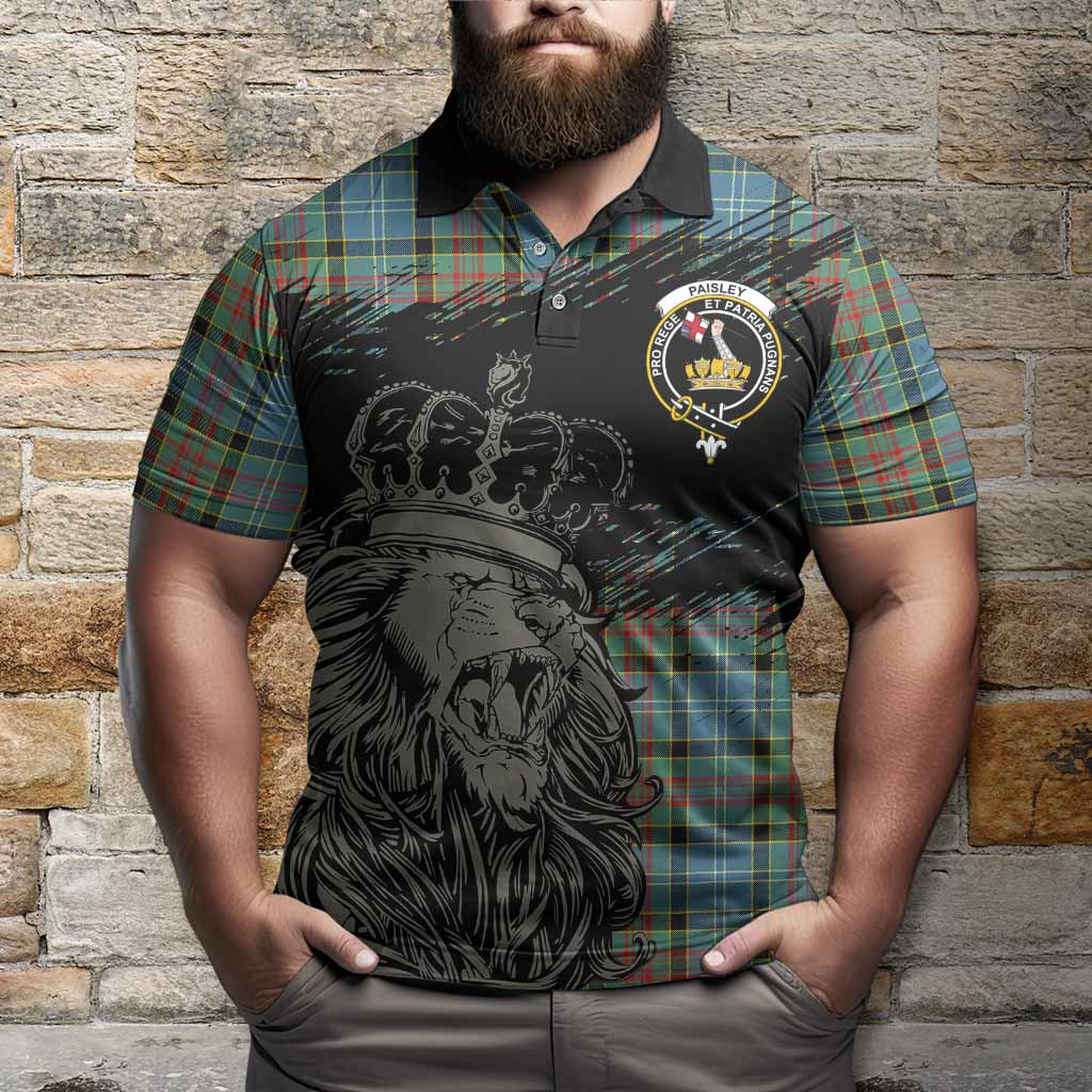 Paisley Tartan Crest Polo Shirt Crowned Lion Heritage Style