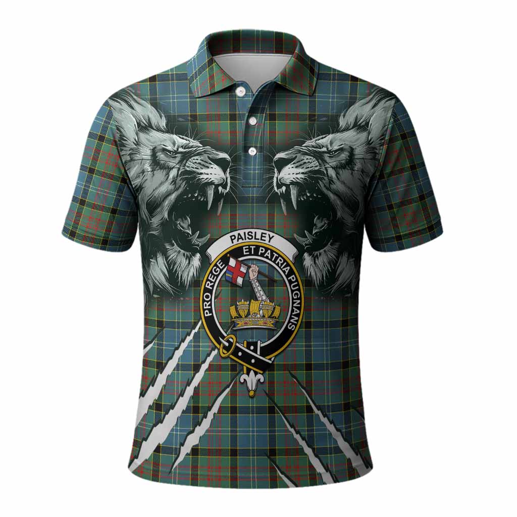 Paisley Tartan Crest Polo Shirt Ferocious Lion Style
